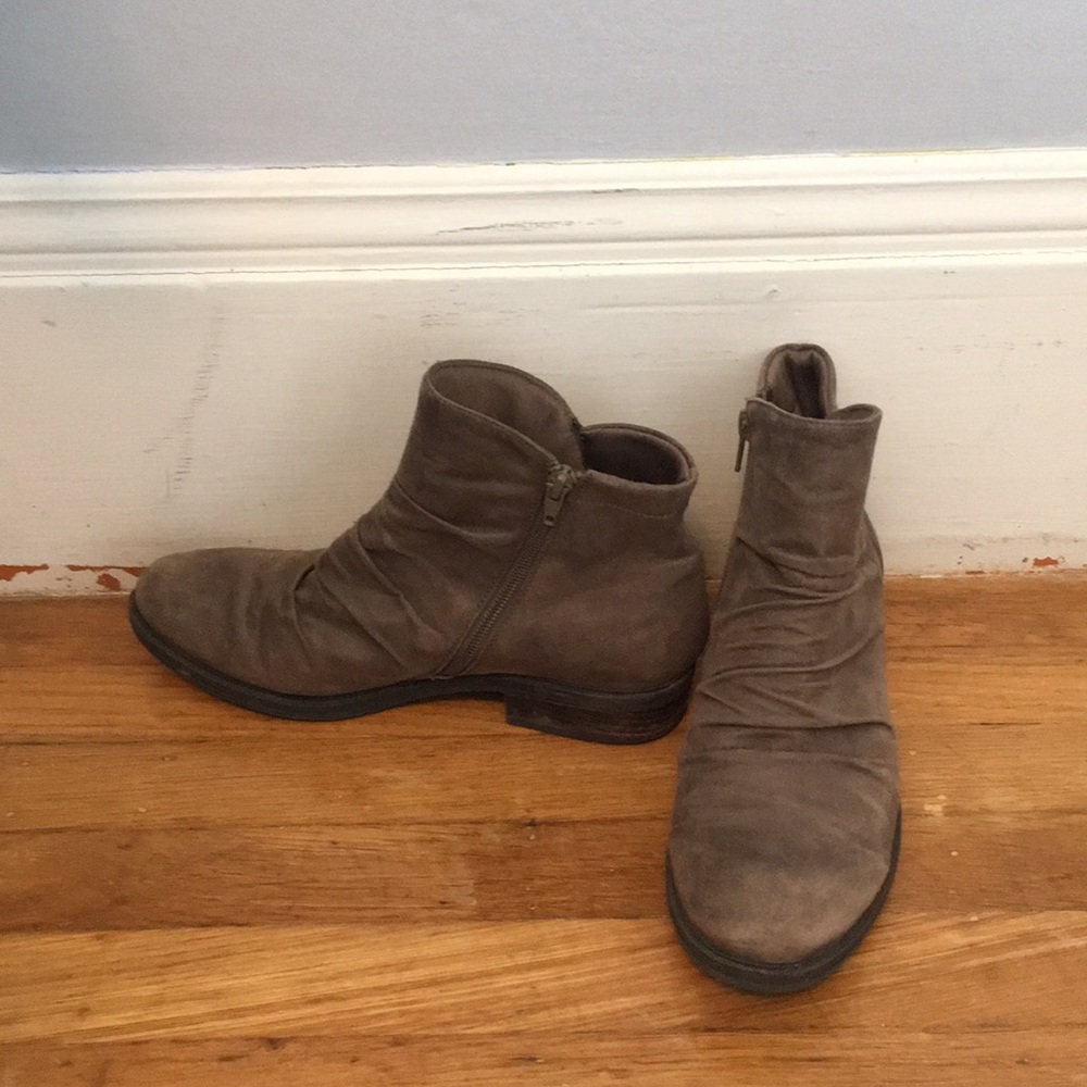 Brown leather booties